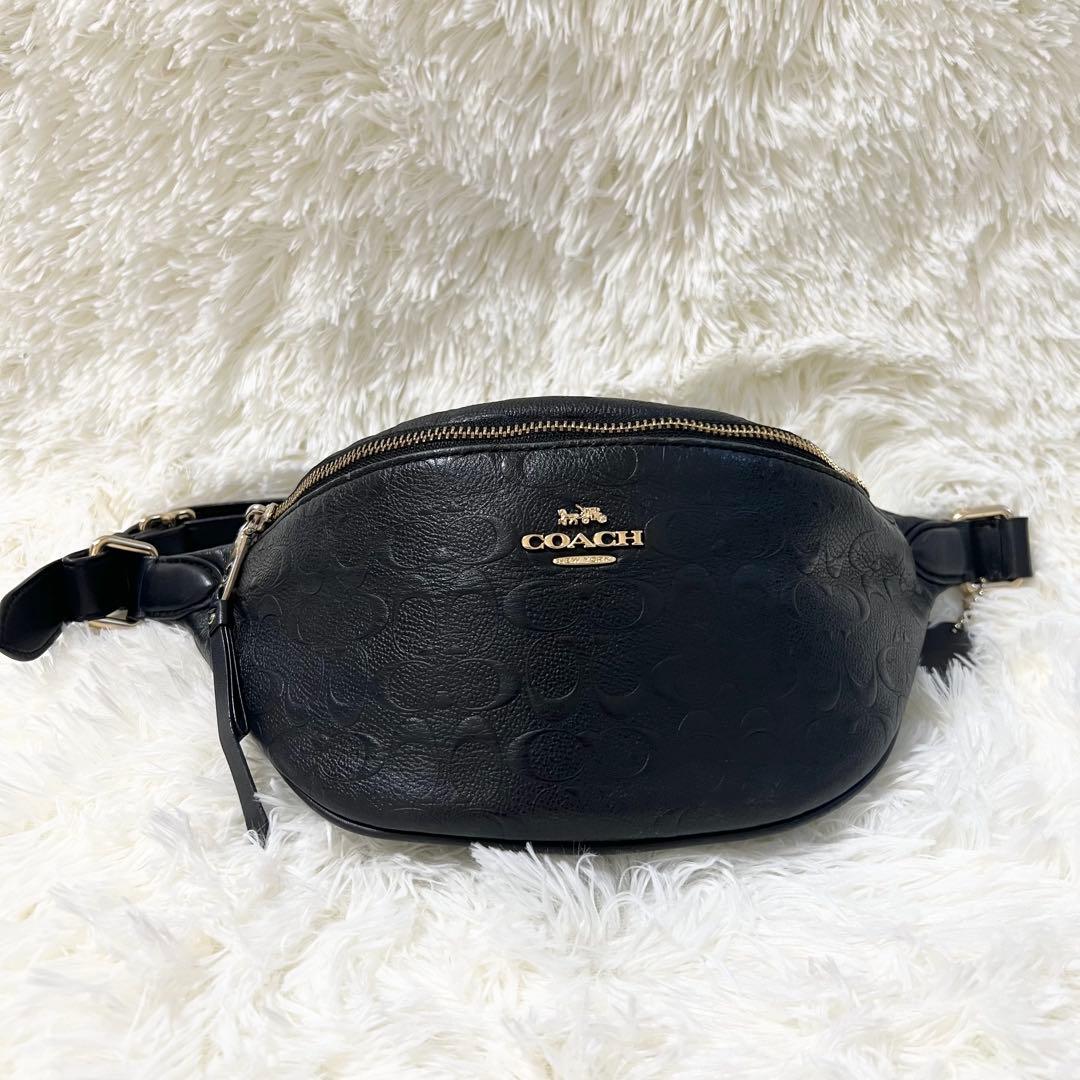 【希少】特別価格 極美品 COACH ウエストポーチ レザー ブラック