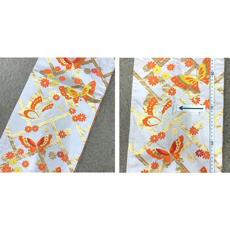 503ag69□七五三 七歳 女児 着物&袋帯&長襦袢 金彩 御所車□状態良好