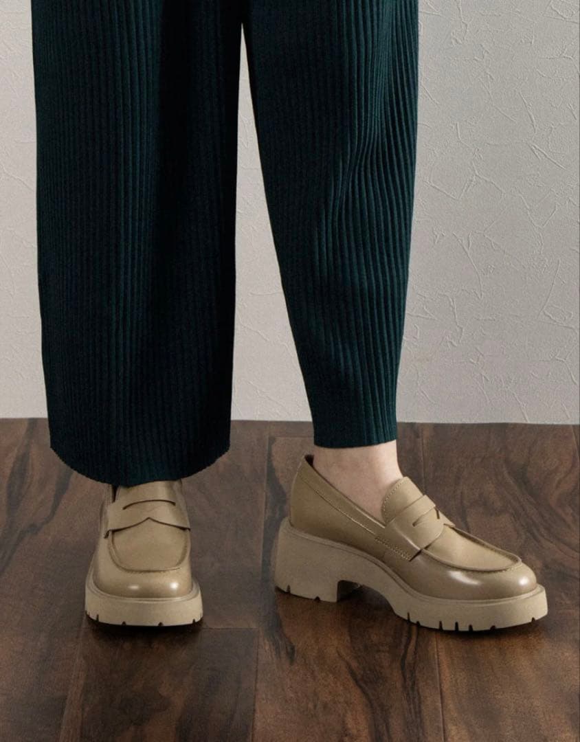 美品！CAMPER カンペール＊MILAH レザーヒールローファー キャメル38