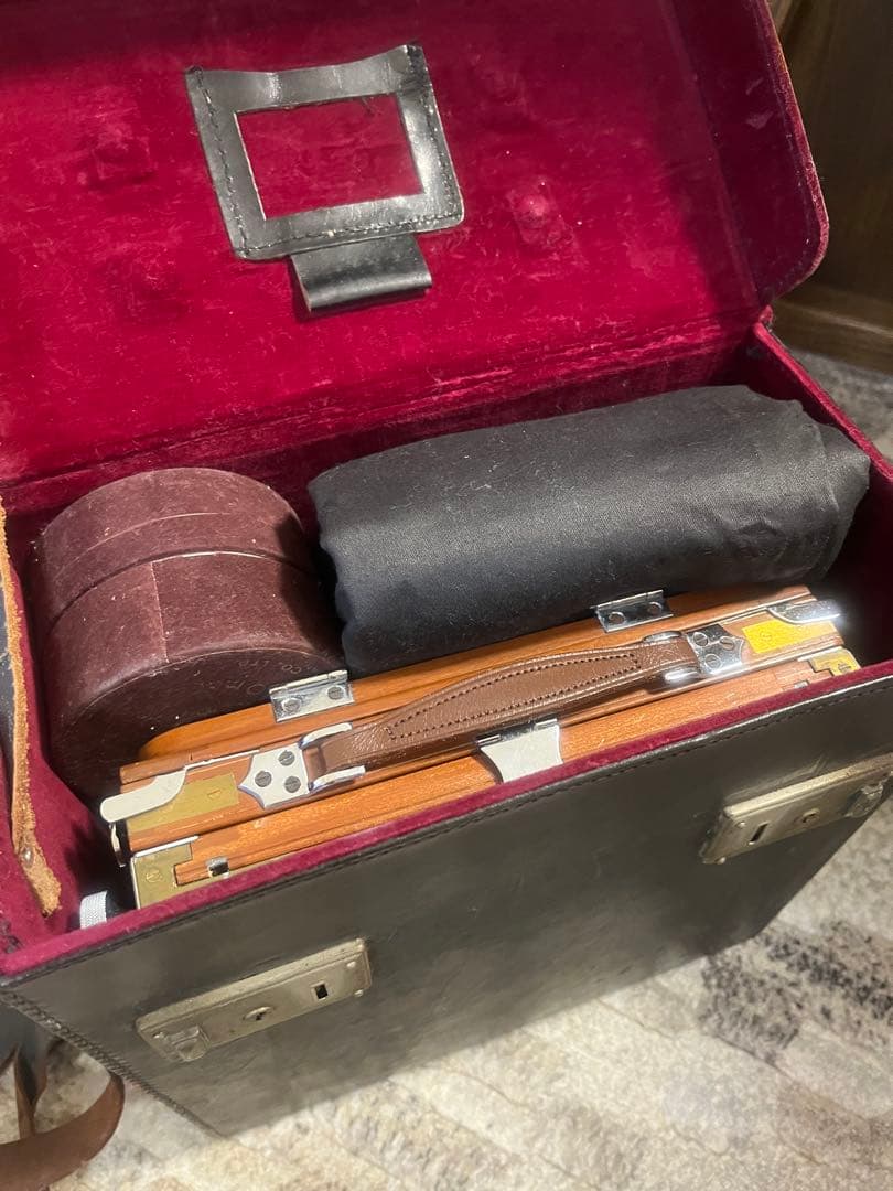 昭和レトロ　年代物大判カメラ　オクハラカメラ　木製　折りたたみ式