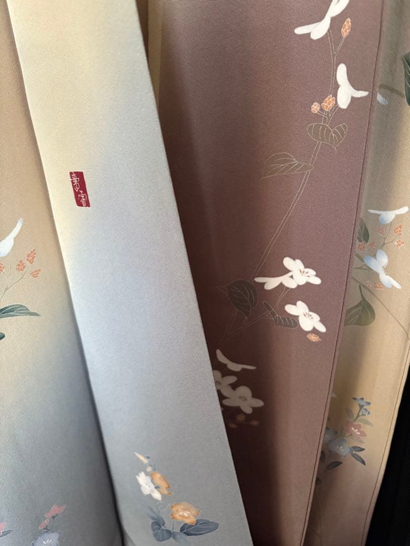 訪問着4点フルセット、着物、袋帯、帯締め、帯揚げ