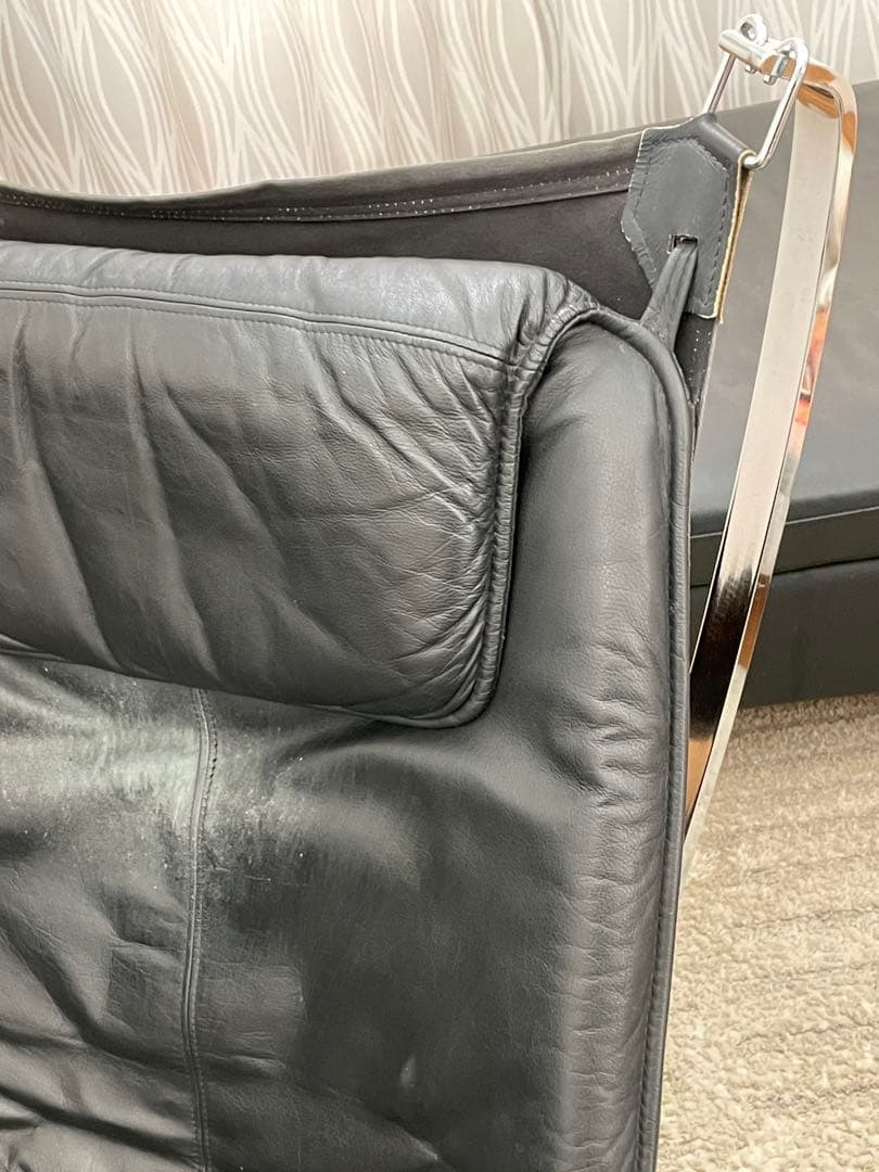 ファルコンチェア　スチール 本革　黒レザー　リプロダクト