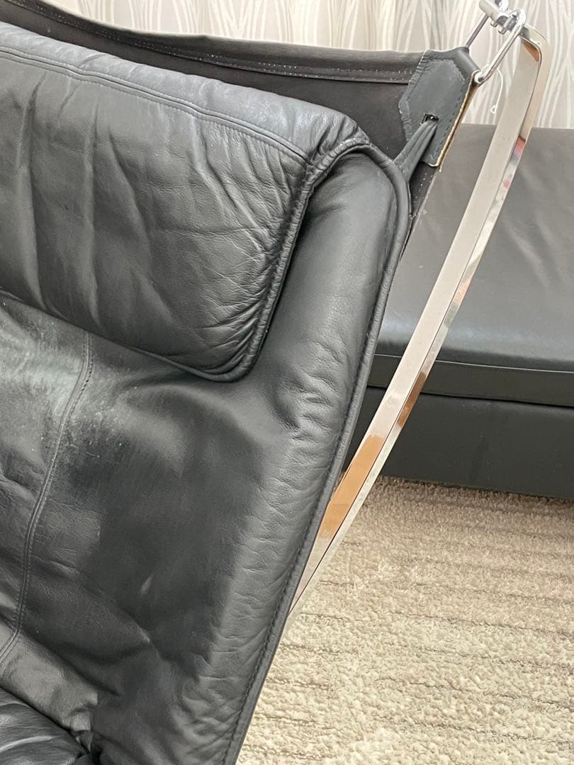 ファルコンチェア　スチール 本革　黒レザー　リプロダクト