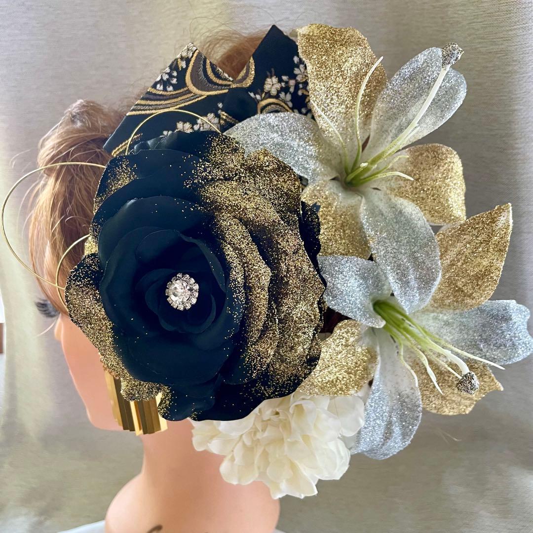 ゴールド　和装髪飾り　振袖髪飾り　成人式髪飾り　結婚式髪飾り　色打掛髪飾り