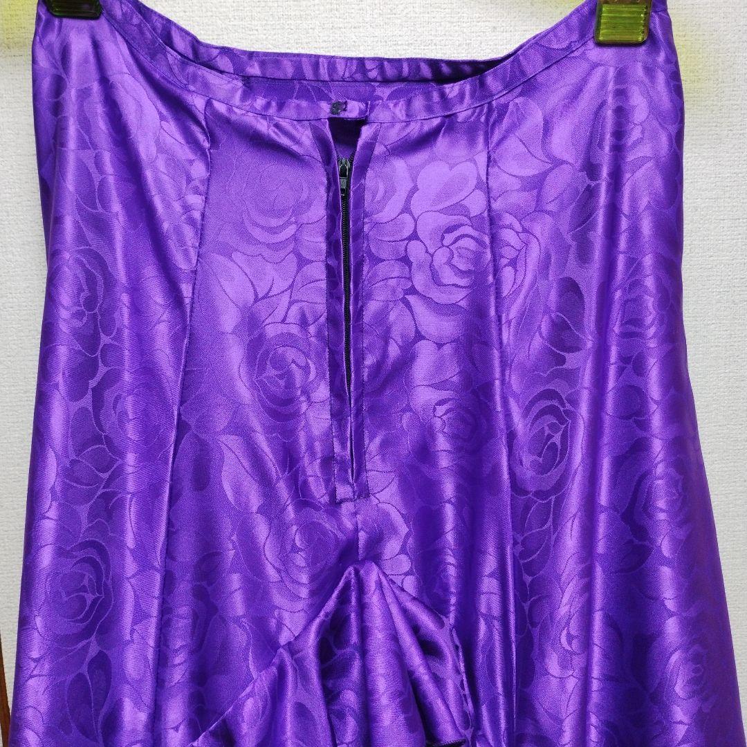 フラメンコスカート 紫色 フリル付き