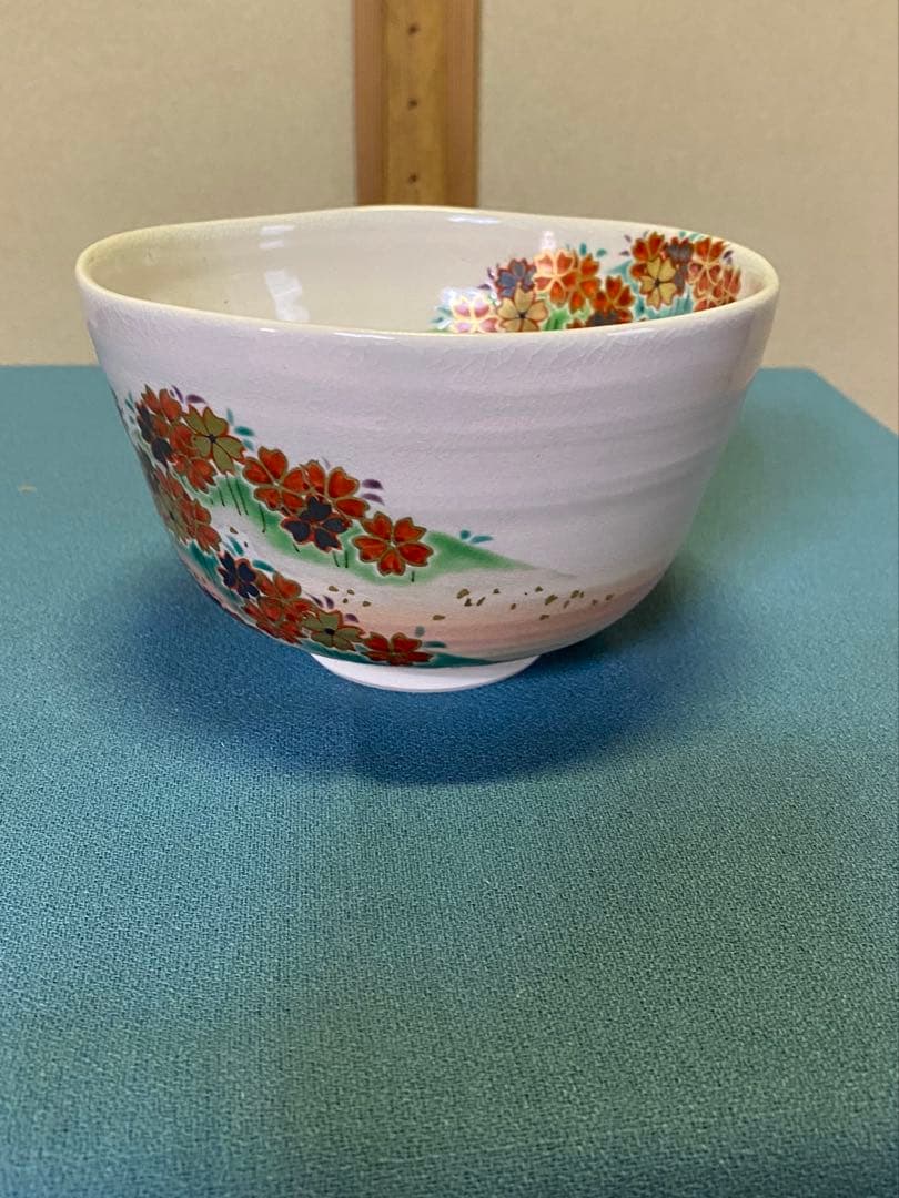 【本日限定】茶道具/茶碗 中村能久 『色絵 吉野山之図』京焼 東福窯　共箱