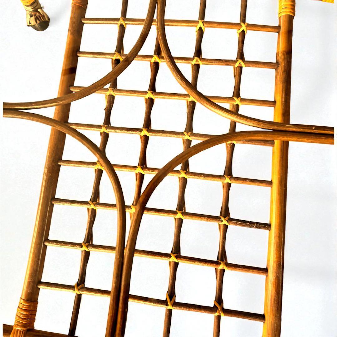 ラタン ローテーブル ガラス天板 キャスター付き ヴィンテージ