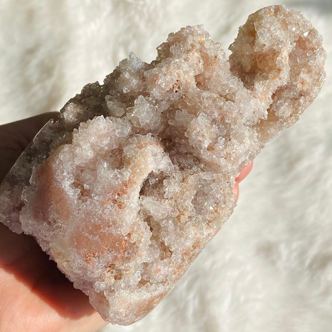 【 キラキラ ドゥルージー ピンクアメジスト 原石 約660g ドーム 】