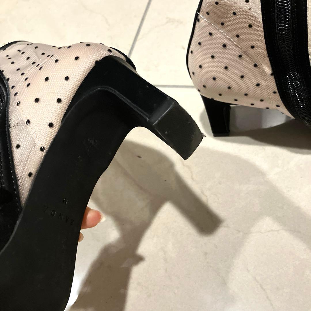 Randa リボンシアーショートブーツ