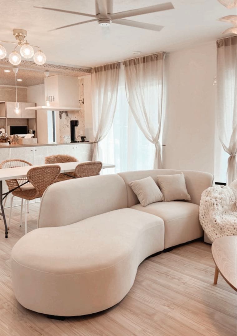 丸型カーブソファ 240cm アイボリー