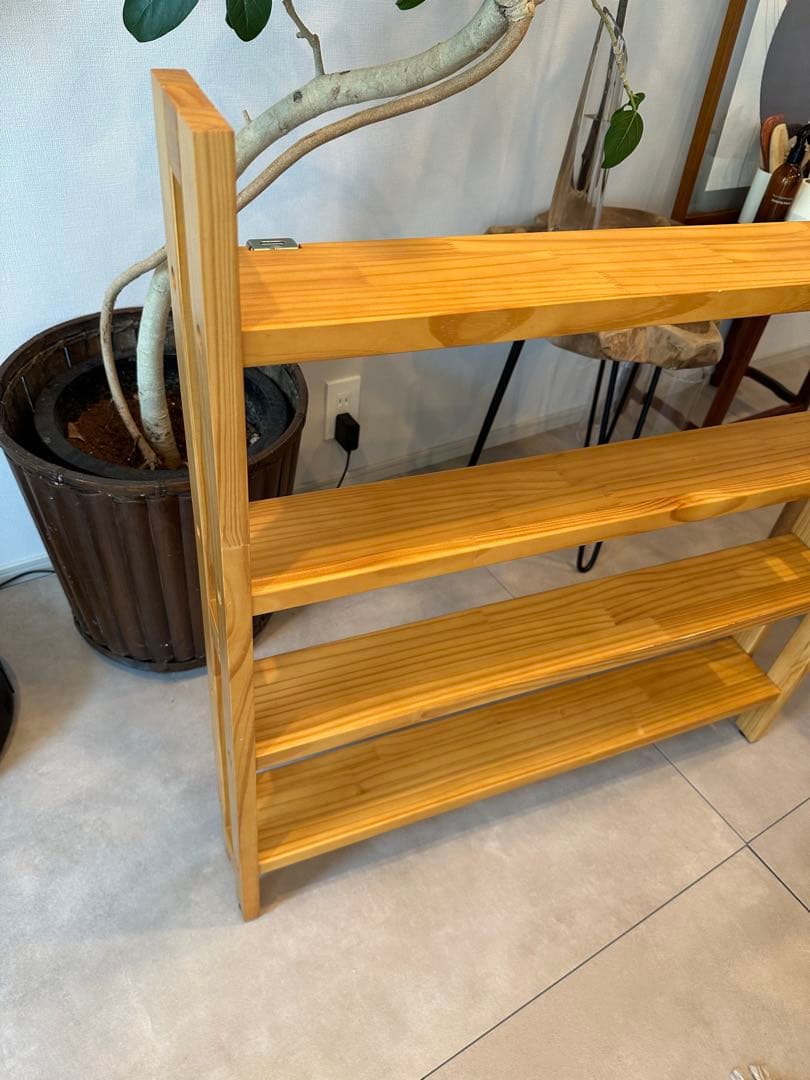 [ベルメゾン] 薄型ラック ロータイプ 突っ張らないラック 本棚 ナチュラル