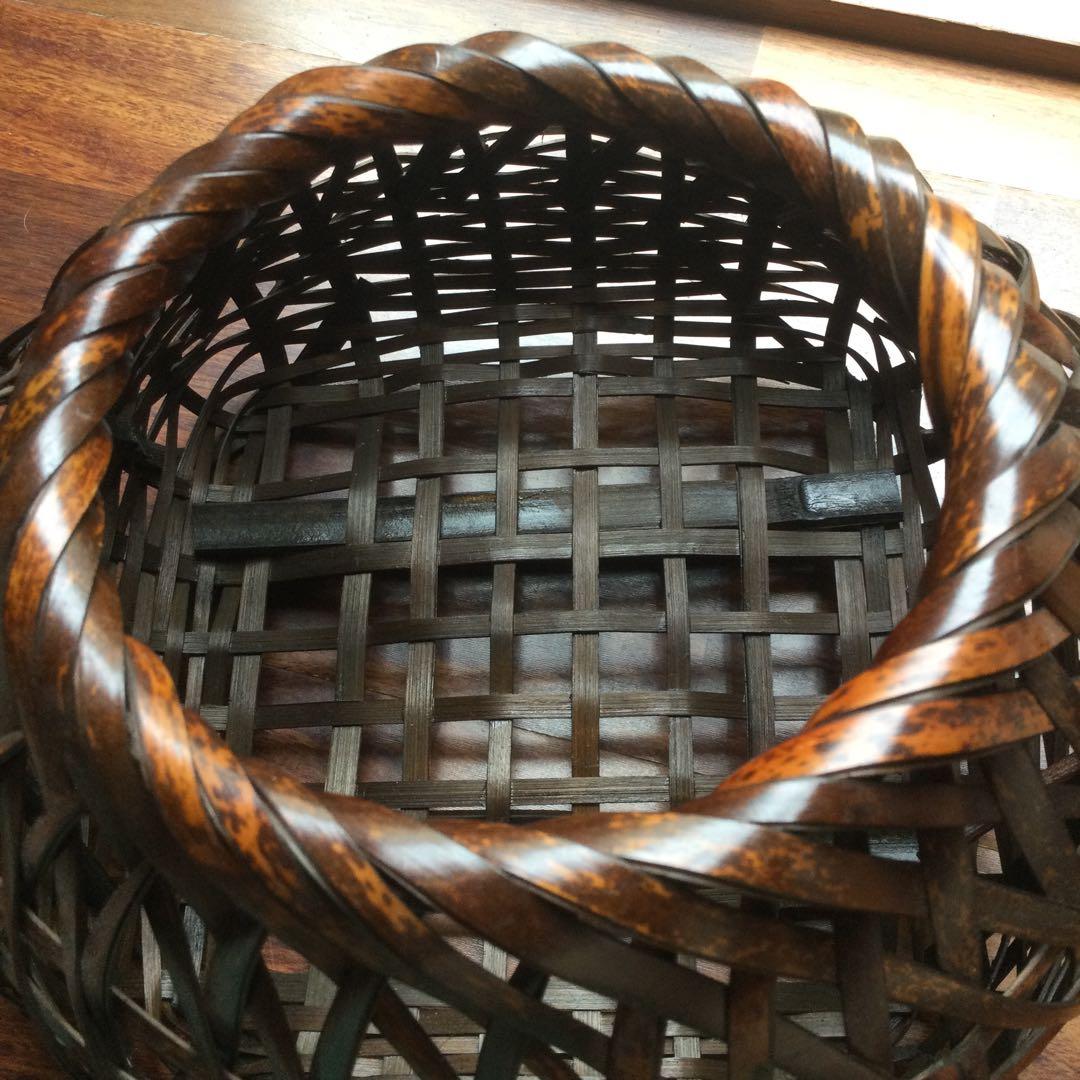 竹製籠、茶道具、作者銘あり