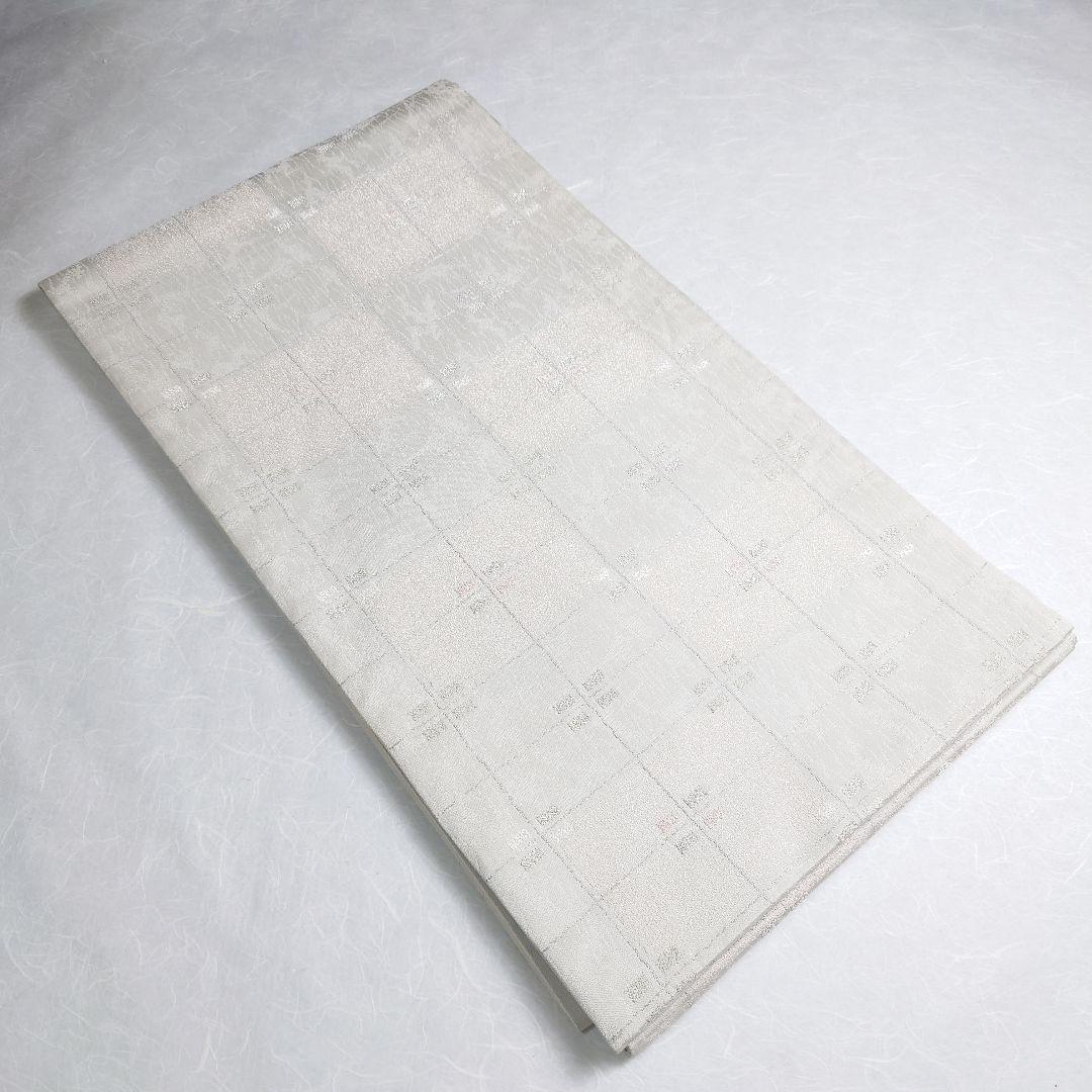 正絹 袋帯 六通柄 市松 白ベース 可愛い 逸品 美品