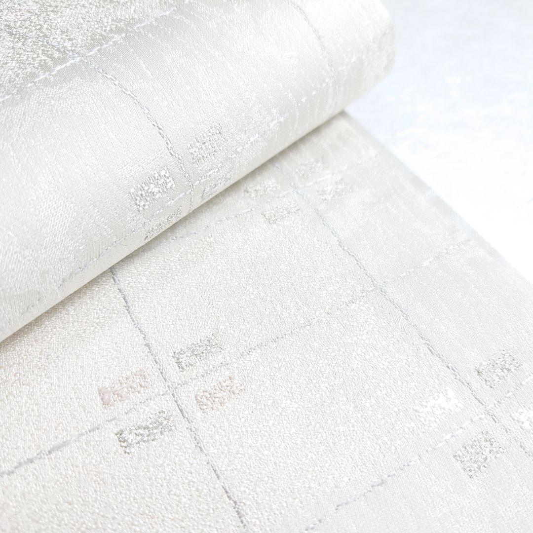 正絹 袋帯 六通柄 市松 白ベース 可愛い 逸品 美品