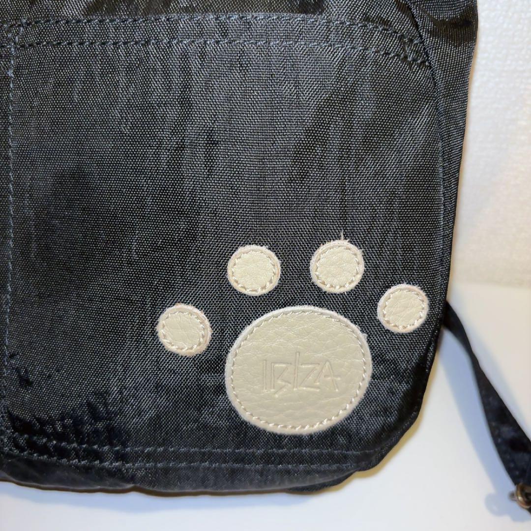 【IBIZA】イビサ ショルダーバッグ 肩掛け 猫 ナイロン ブラック