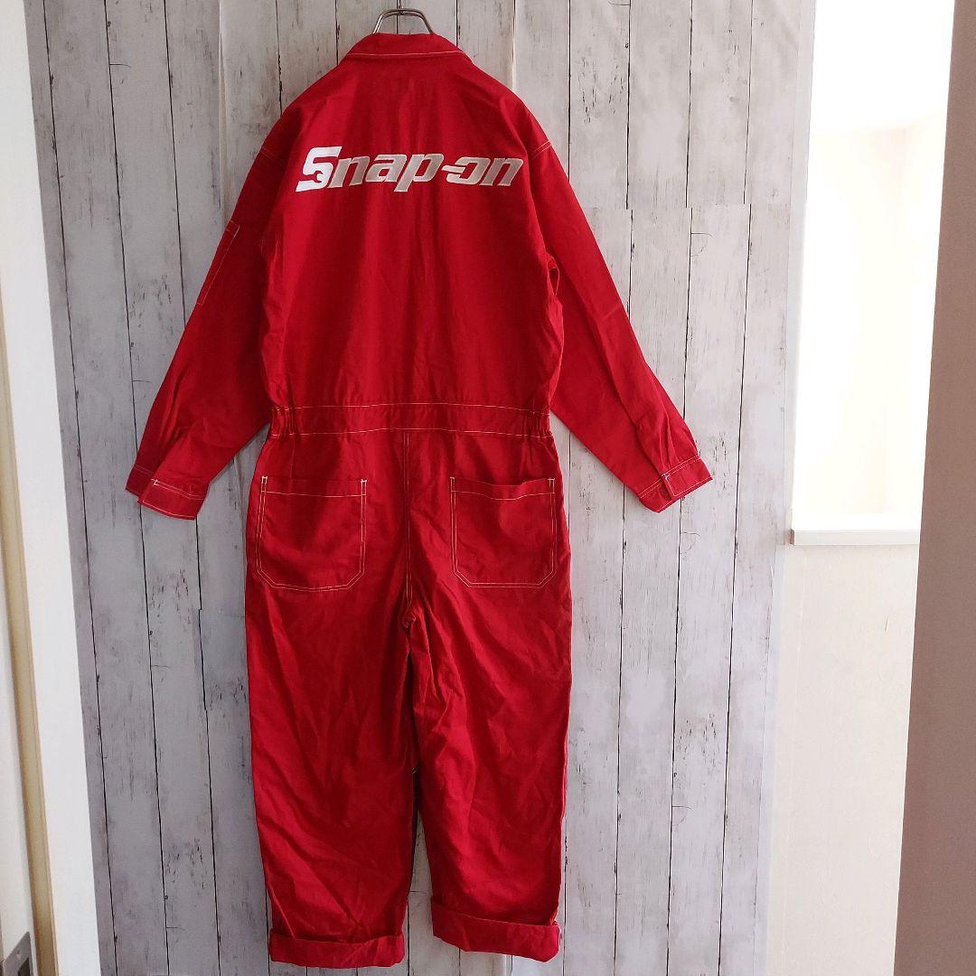 【Snap-on】美品 スナップオン 刺繍 オールインワン XL 赤