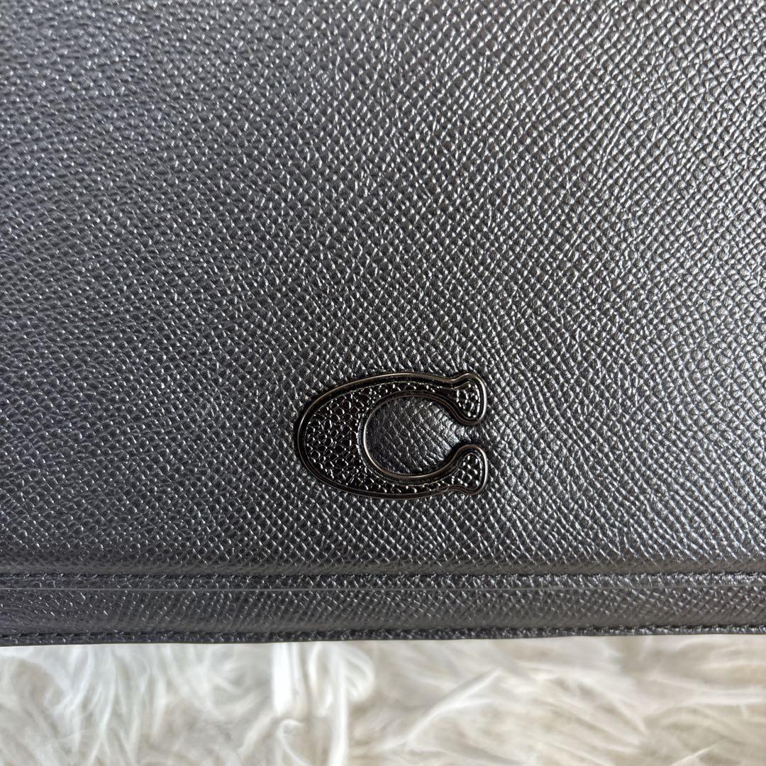 【極美品】コーチ　ショルダーバッグ　レザー　ST付　ブラック　大人気