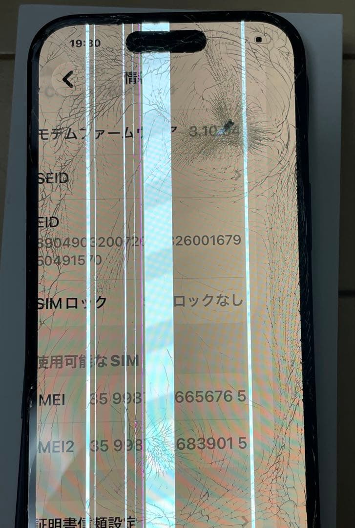 【起動確認済】iPhone 15 256GB ジャンク 画面/背面破損