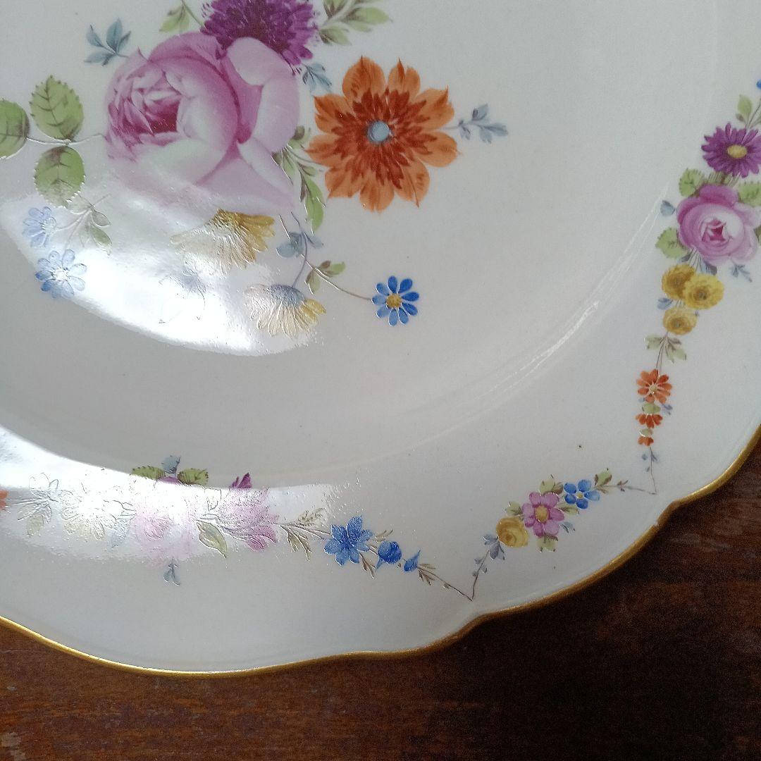 マイセン✩マルコリーニ期✩花文ディナー皿✩24センチ