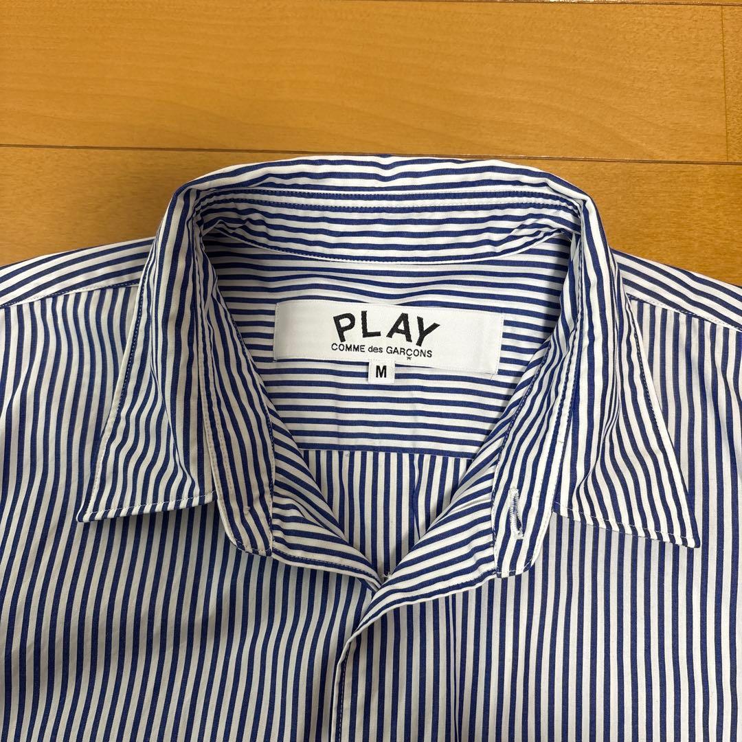 プレイ コムデギャルソン Ｍ 黒ハート　ストライプシャツ