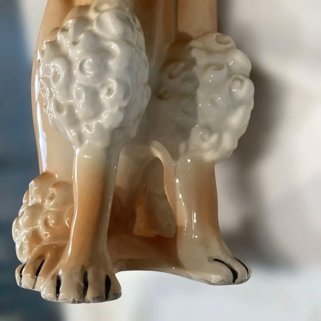 プードル 陶器製置物 インテリア　フュギュリン　レトロ　約43cm