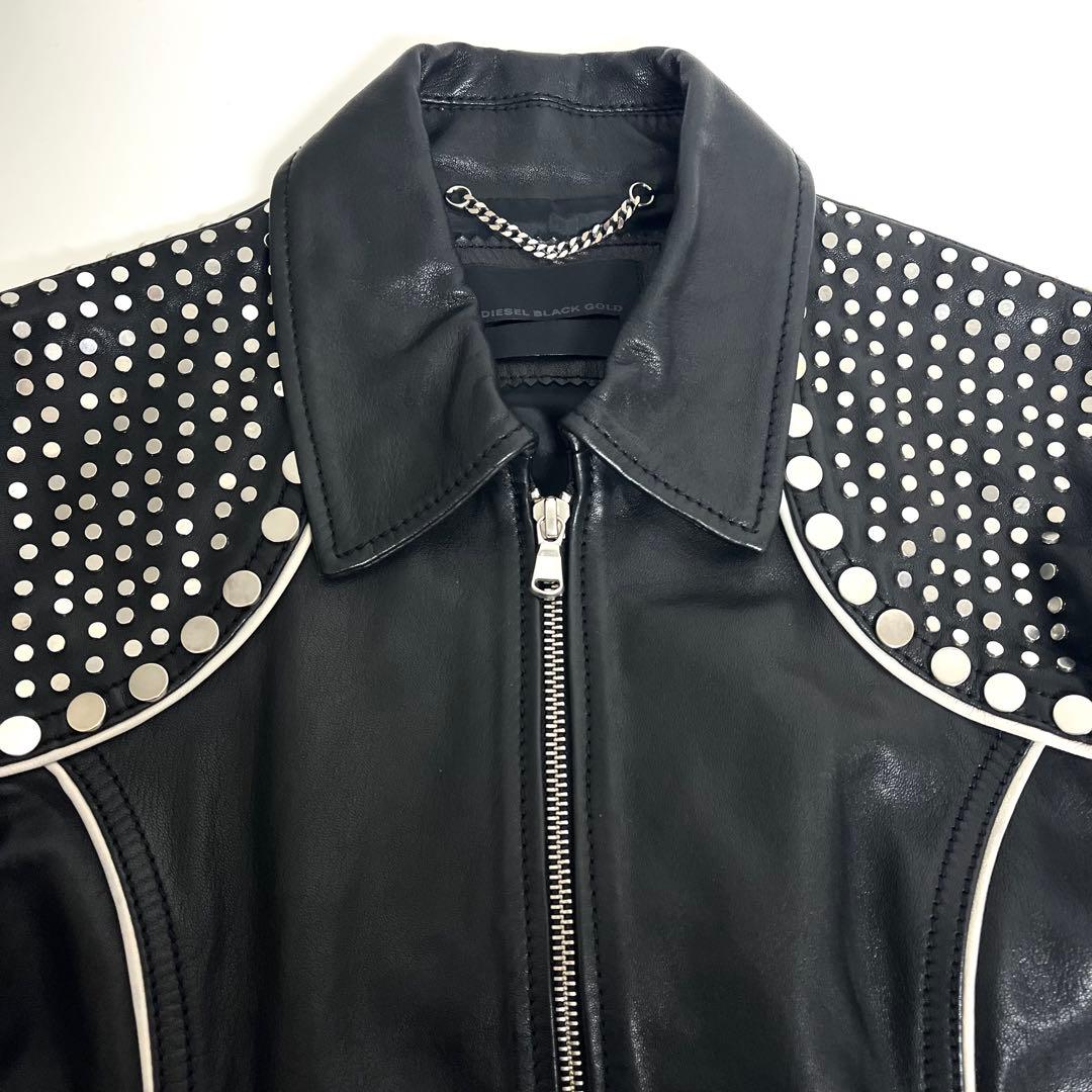 DIESEL BLACK GOLD スタッズ レザー ライダース ジャケット L