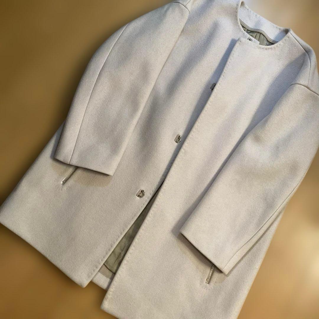 ドゥロワー drawer アイボリーコート　ウール100% 38