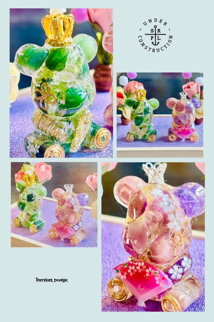 【白蛇抜け殻入り】オルゴナイトおひなさま＊雛人形＊台座／おまけ付き