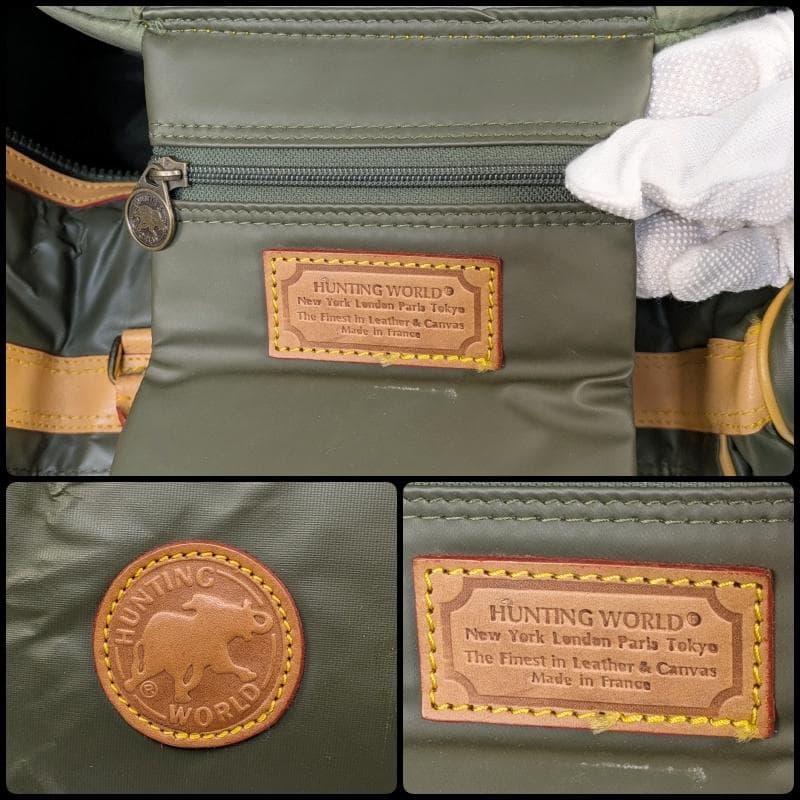 【美品】ハンティングワールド 2way ボストンバック バチュークロス カーキー