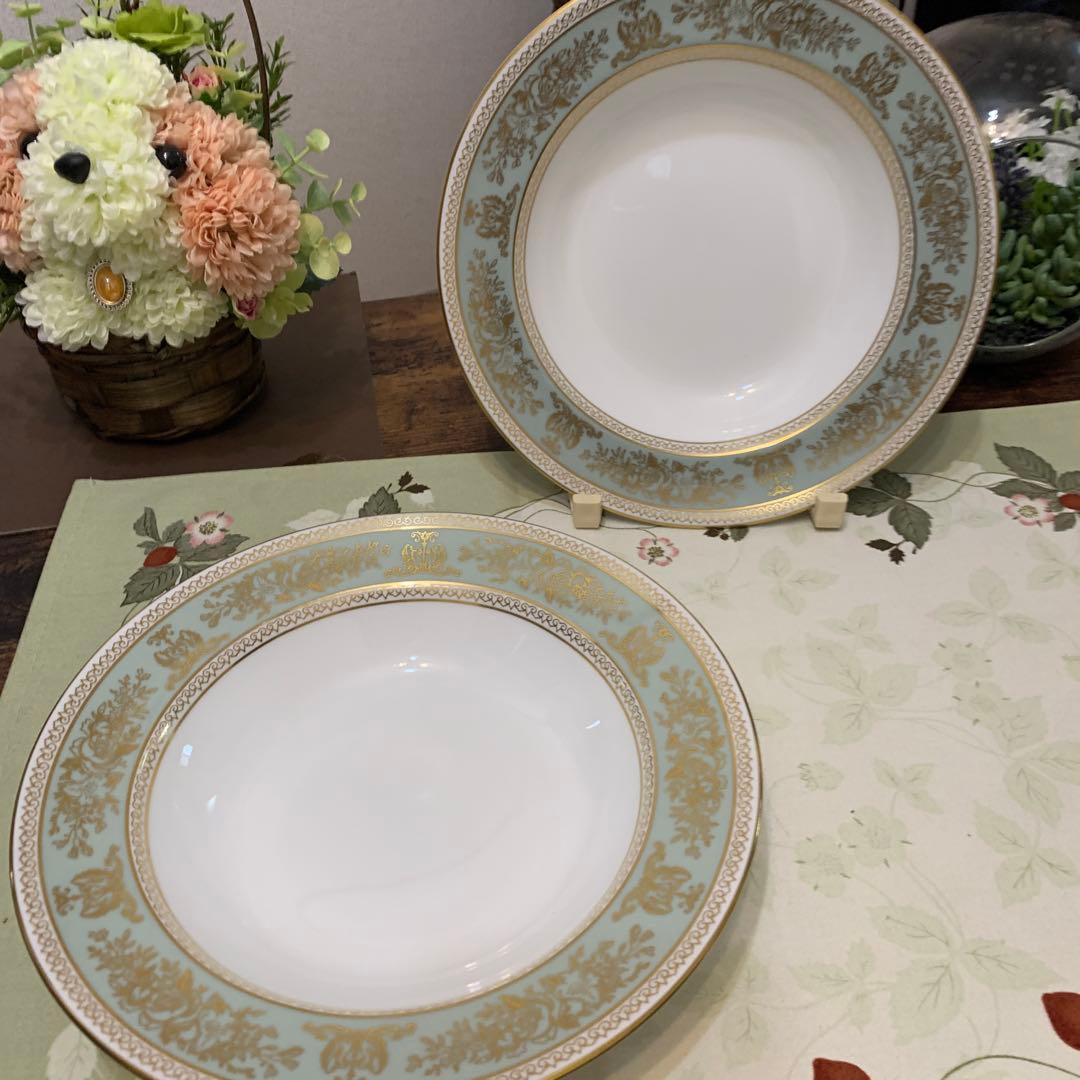 ウェッジウッド コロンビア　セージグリーン 20cmスーププレート　5枚