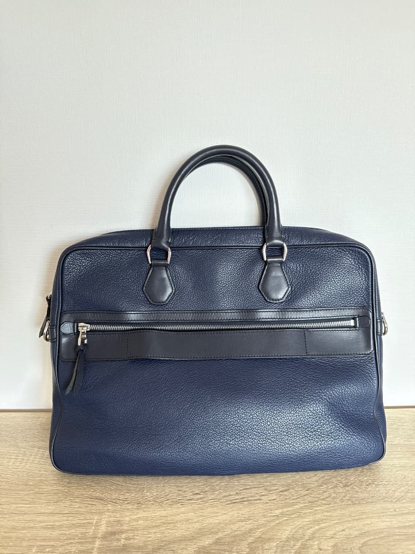 【値下げ】DUNHILL ダンヒル ネイビー レザー ビジネスバッグ