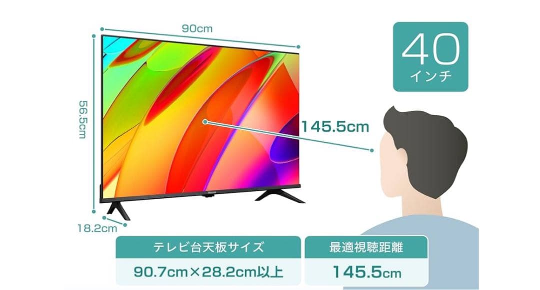 ハイセンス 40V型 40E4N フルハイビジョン　2025製
