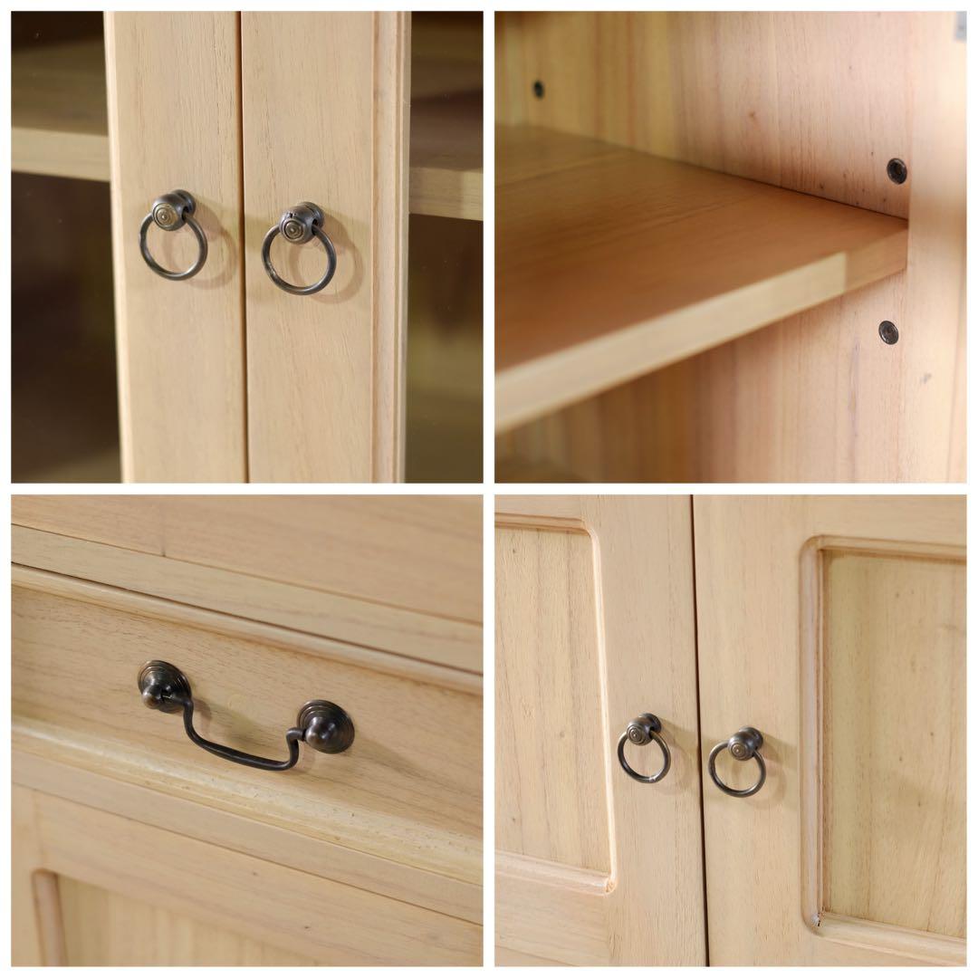 新品 ハイキャビネット 収納棚 ナチュラル カントリー 北欧 天然木 ミンディ材