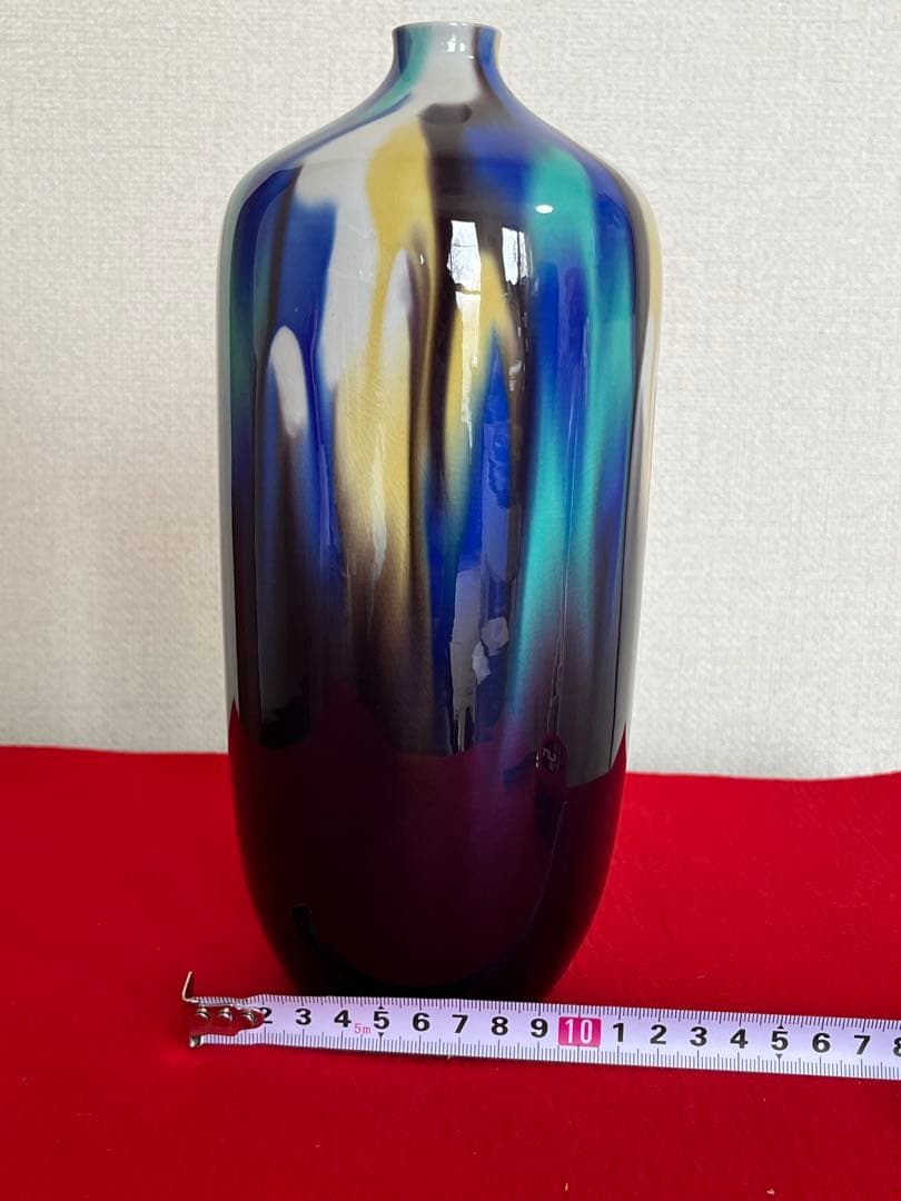 人間国宝 徳田八十吉 (正彦銘) 彩釉 壺 約26cm T251 共箱 陶歴