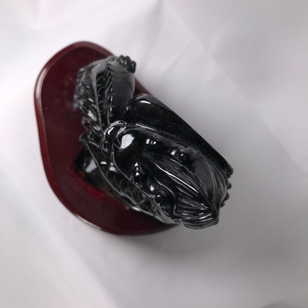 モリオン 黒水晶 チベット産 彫刻 龍 竜 ドラゴン 魔除け パワーストーン