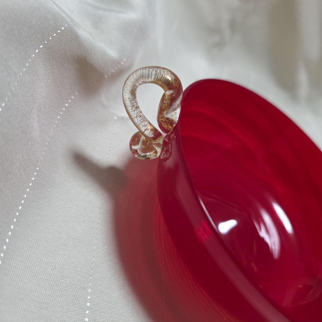 【希少】ムラーノグラス ガラスボウル 曲線ハンドル付き