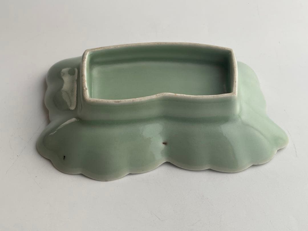 骨董　アンティーク　青磁　葉形　変形皿　向付　鍋島