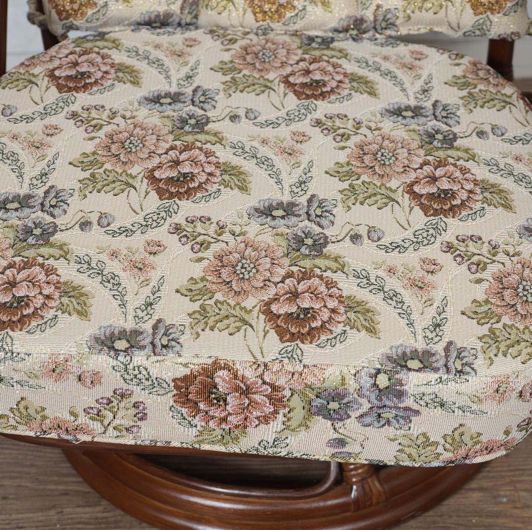 高級　籐　回転座椅子　イス　椅子　スツール ジャガー織り生地