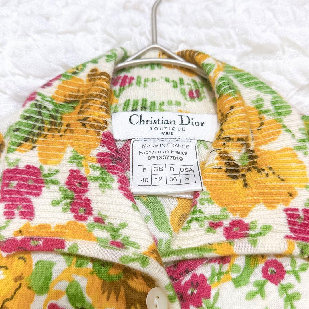 【美品】ディオール♡ガリアーノ期 カシミヤ100% 花柄 ニット カーディガン