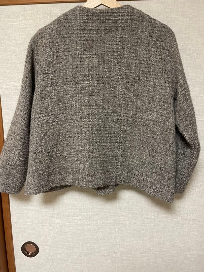 【真木テキスタイル】ジャケット ノーカラーshort カルパ グレー