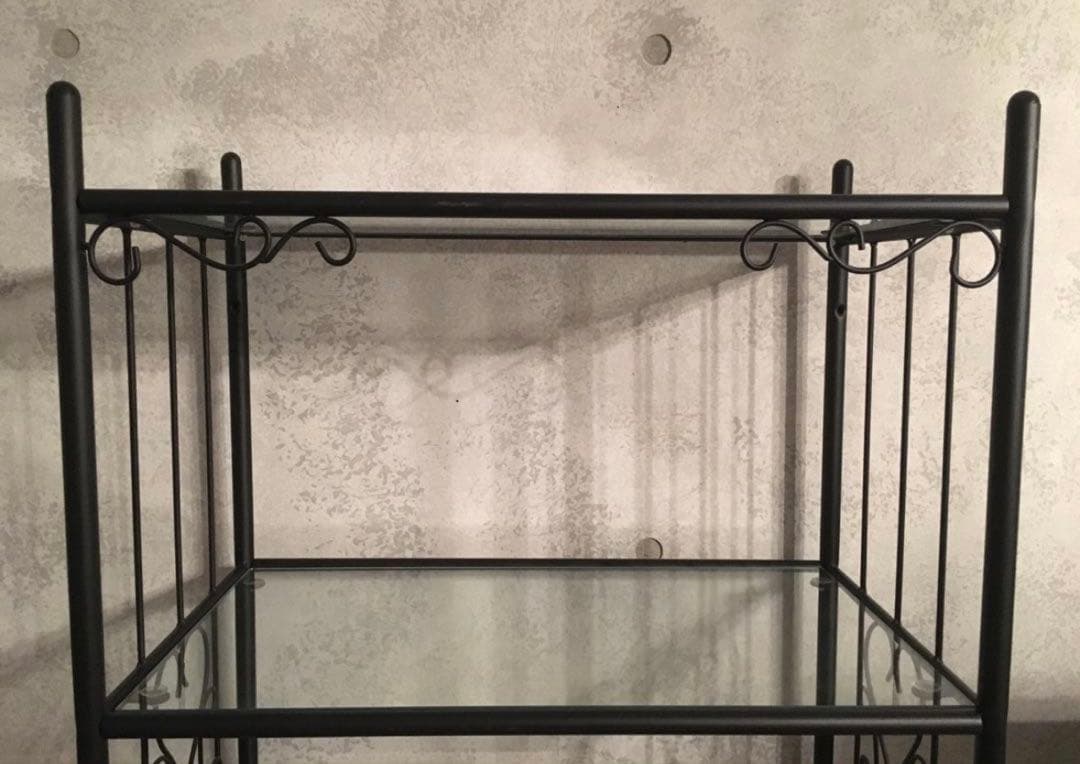 黒の金属ガラスシェルフ 5段