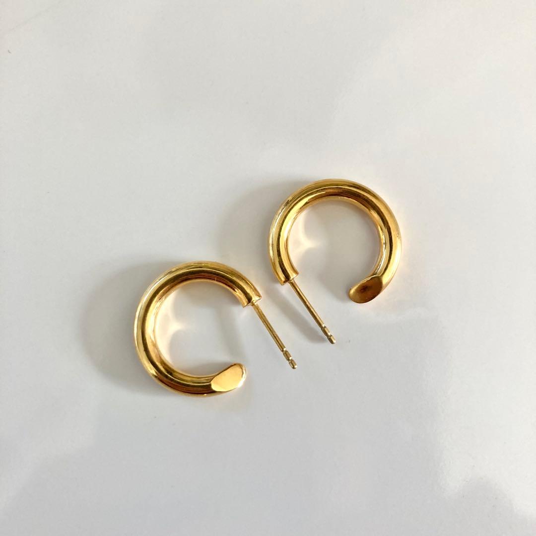両耳ゴールド　2.5×18mm フープピアス　シルバー925