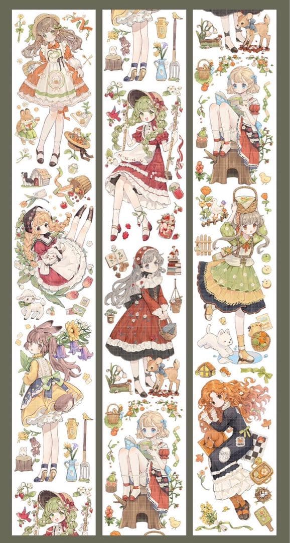 ま*る様 人物マステ　新品巻売り　(女の子マステ　7点セット)