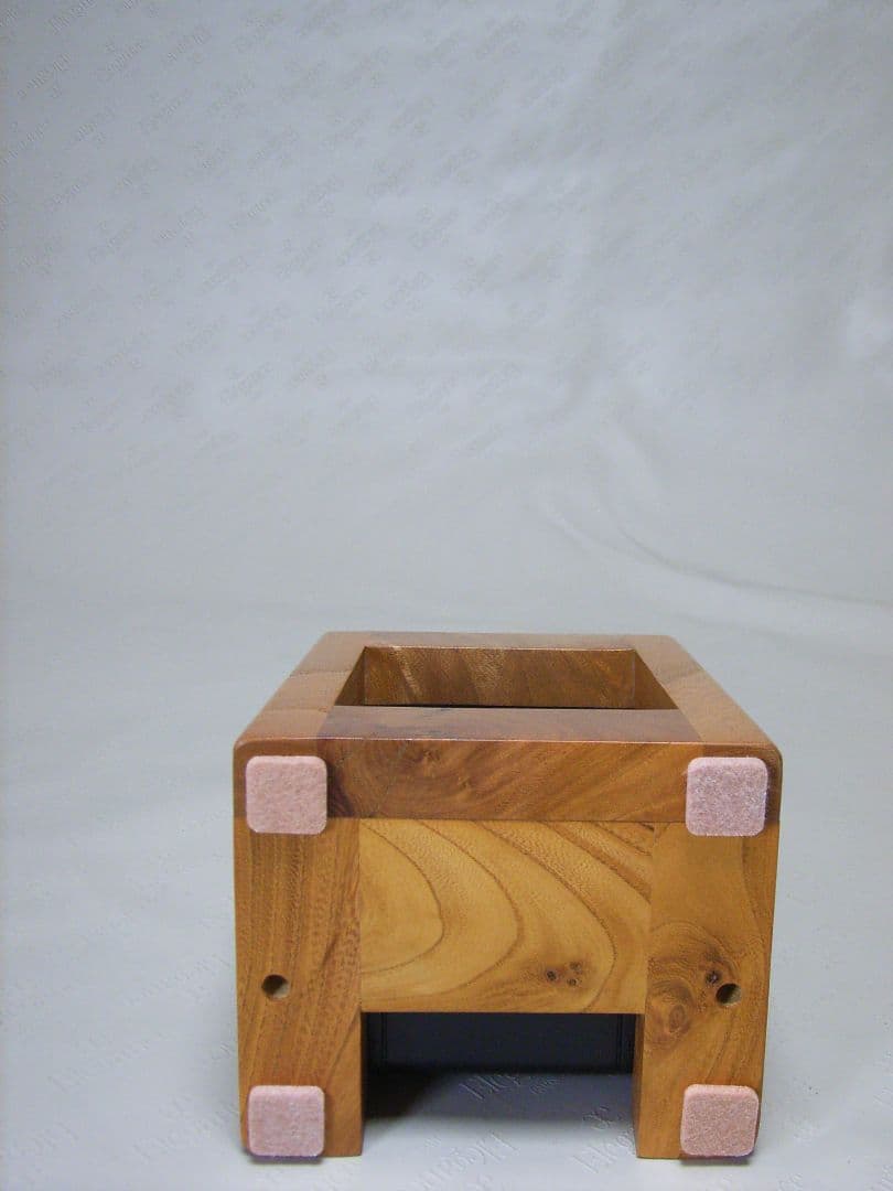 S010総欅板材ハンドル付き斜め型電波目覚まし時計（カシオTQT−351NJ使用