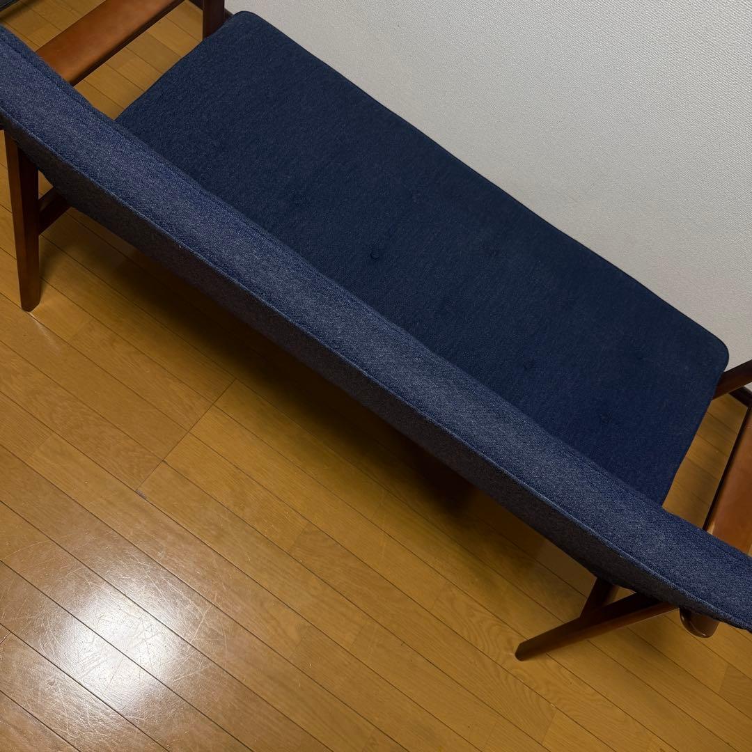 カリモク６０　Kチェア　２シーター　karimoku　タープブルー　２人掛け