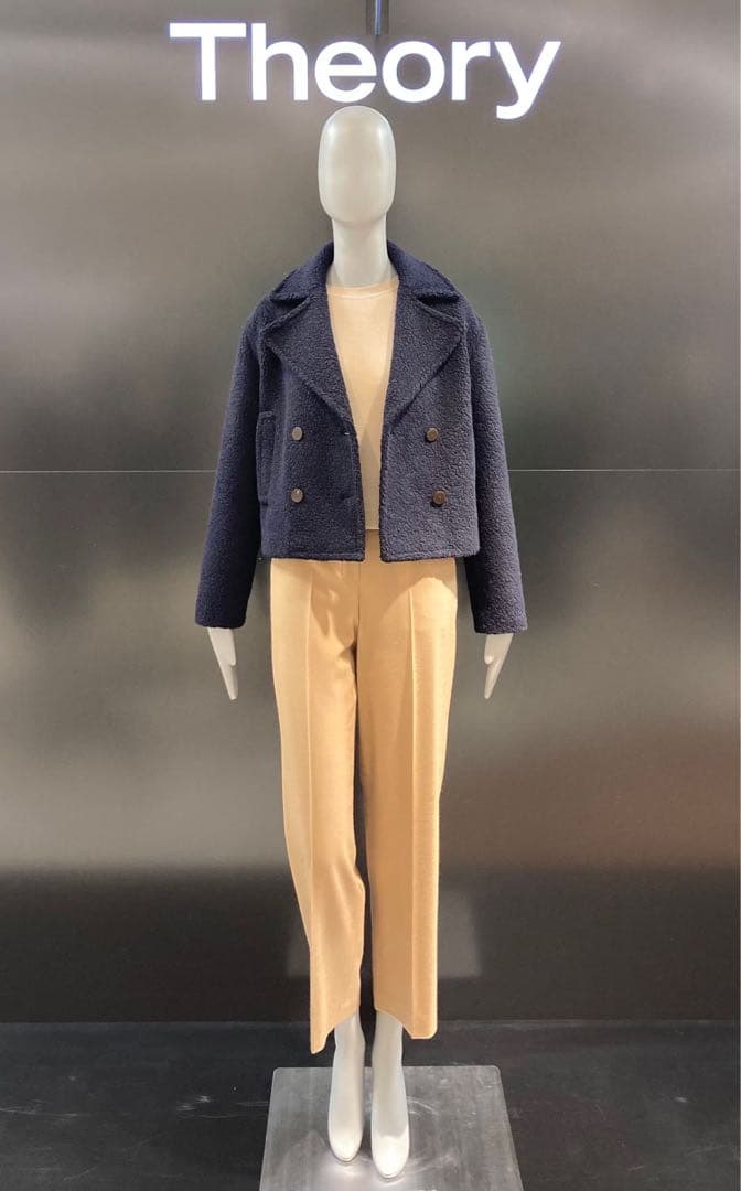 サボテン様 Theory 22aw ショート丈Pコート 890 ネイビー