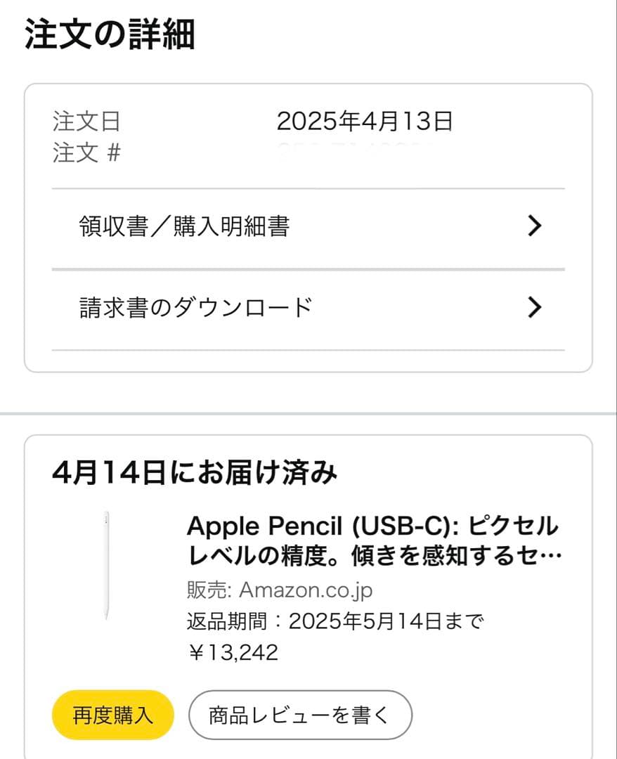 (未使用)Apple Pencil (USB-C) ホワイト