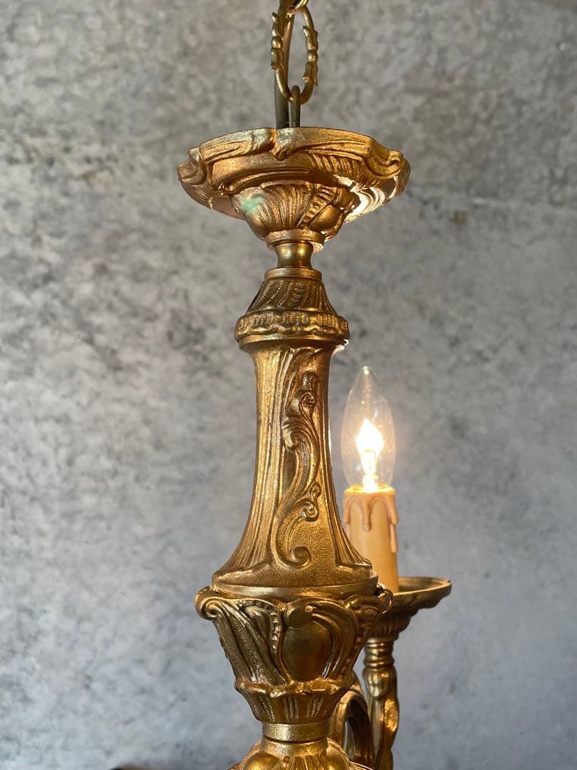 29. フランス アンティーク シャンデリア 3灯 キャンドル ライト 吊り下げ