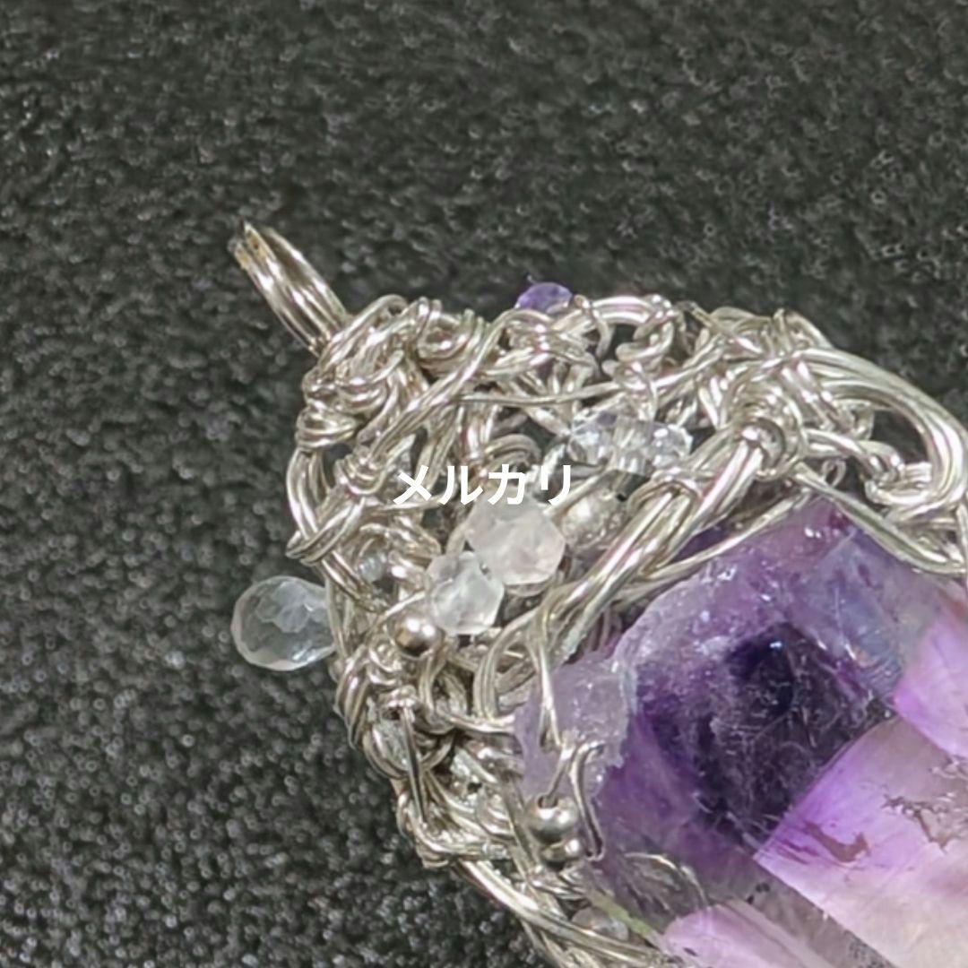 希少ファントムアメジスト アルゲンティウムシルバー ワイヤーアート ペンダント