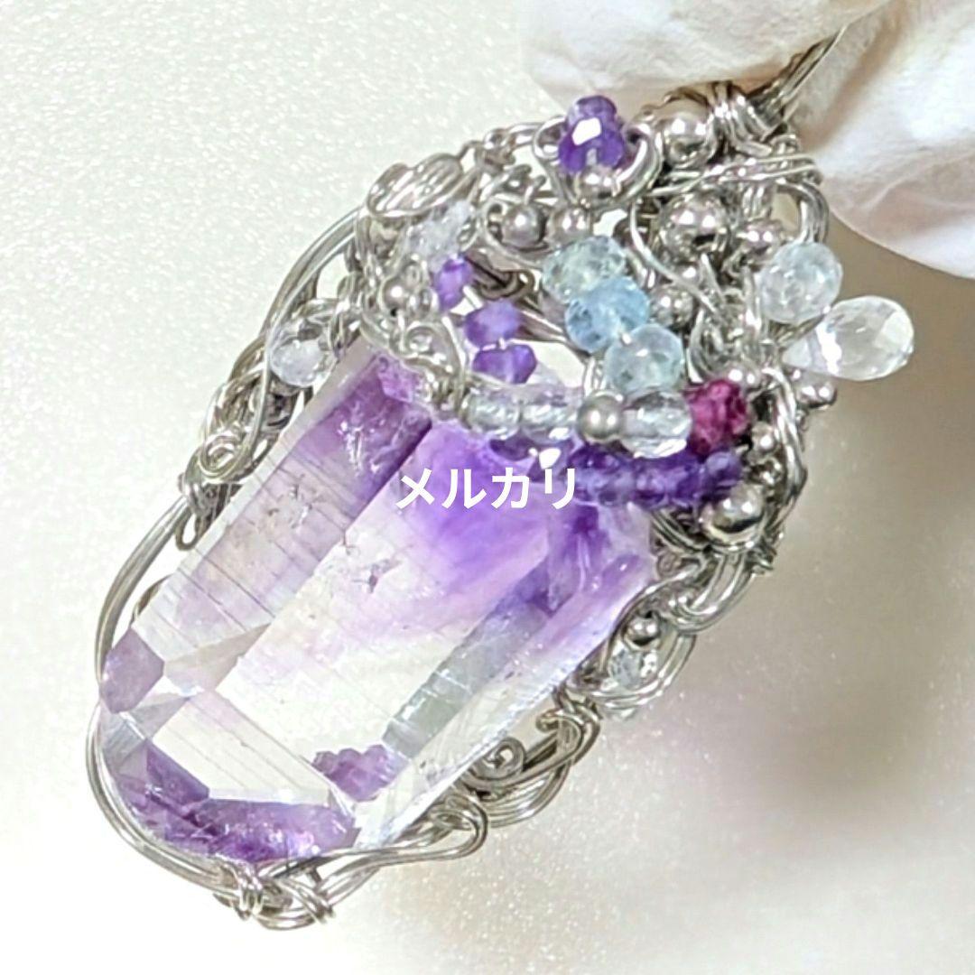 希少ファントムアメジスト アルゲンティウムシルバー ワイヤーアート ペンダント